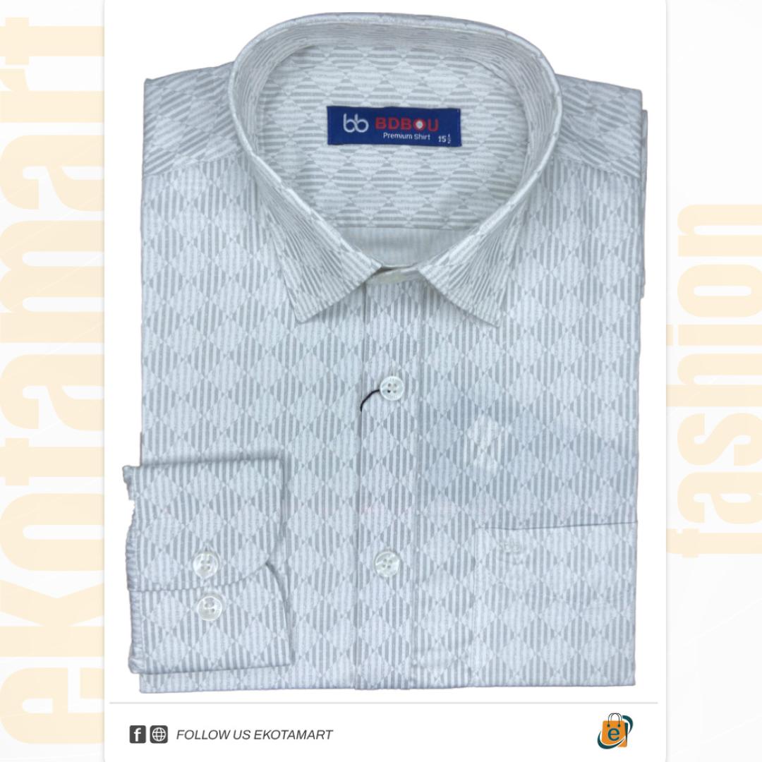 Men's Premium Formal Shirt -White Print (PS-WA1001)