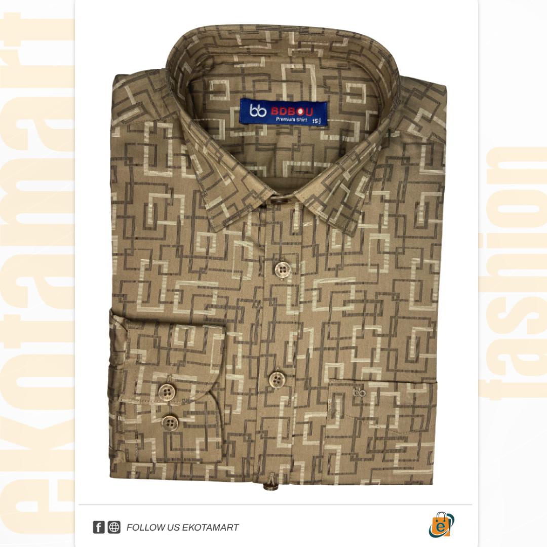 Men's Premium Casual Shirt - Brown White (PS-BW1010)
